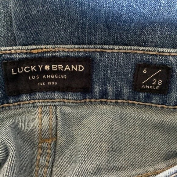 Lucky Brand High Rise Mom Jeans Drew 6/28 Ankle Medium Wash Denim Womens Casual - Picture 2 of 14